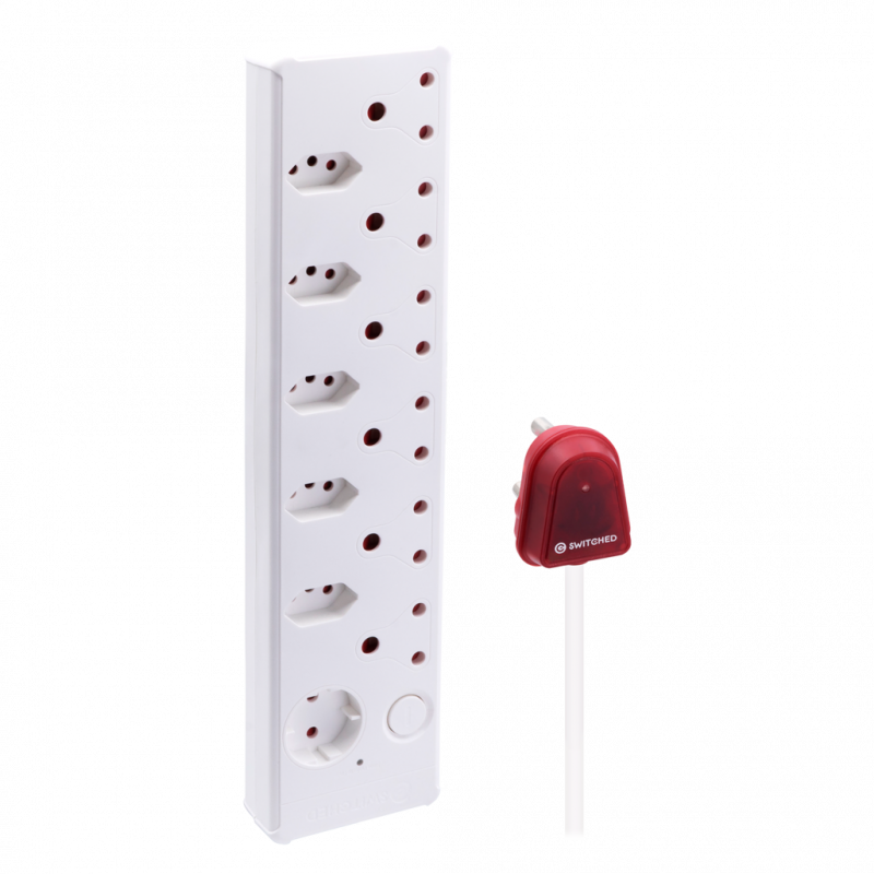 Switched 12-Way High Surge Multiplug 0.5m - White