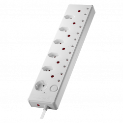 Switched 12-Way High Surge Multiplug 0.5m - White