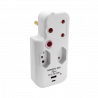 Switched 3-Way Medium Surge Adaptor with type C + USB White