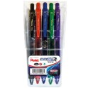 Pentel Energel Metal Tip Retractable Rollerball 0.7mm Wallet of 5
