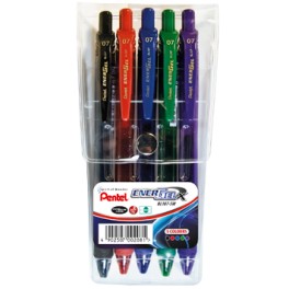 Pentel Energel Metal Tip Retractable Rollerball 0.7mm Wallet of 5 Pentel Energel Metal Tip Retractable Rollerball 0.7mm Wallet of 5