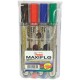 Pentel Maxiflo Pump-It Permanent 4.5mm Bullet Tip Marker Wallet of 4