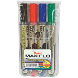 Pentel Maxiflo Pump-It Permanent 4.5mm Bullet Tip Marker Wallet of 4 Pentel Maxiflo Pump-It Permanent 4.5mm Bullet Tip Marker Wallet of 4