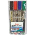 Pentel Maxiflo Pump-It Permanent Chisel Tip Marker Wallet of 4