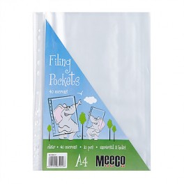 Meeco A4 Filing Pockets 40 Micron Clear 10s