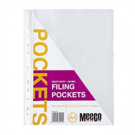 Meeco A4 Filing Pockets Executive 100 Microns 50s