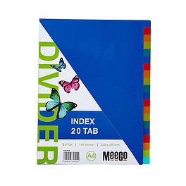 Meeco Index 140 Micron Multi Colour 20 Tab Plain