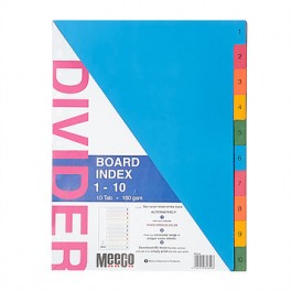Meeco Indexes Board 160gsm Multi Colour 1 - 10 Printed