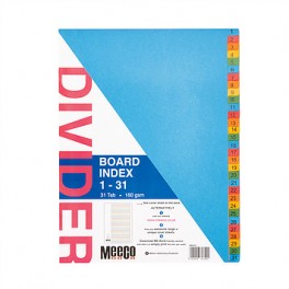 Meeco Indexes Board 160gsm Multi Colour 1 - 31 Printed