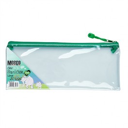 Meeco Pencil Bag Large Clear 340 x 135mm Green Zip