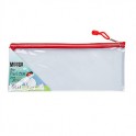 Meeco Pencil Bag Large Clear 340 x 135mm Red Zip