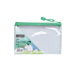 Meeco Pencil Bag Small Clear 210 x 135mm Green Zip