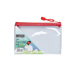 Meeco Pencil Bag Small Clear 210x135mm Red Zip