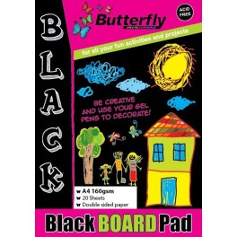 Butterfly A4 Board Pad - Black - 20 sheet