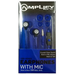 Amplify Pro Vibe Series Earphones with Microphone Black & Blue