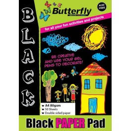 Butterfly A4 Paper Pad - Black - 50 pg