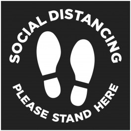 Social Distancing Floor Decal Square - Black - Set of 3