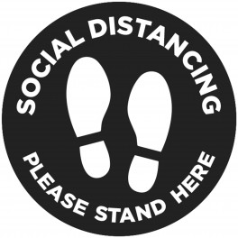 Social Distancing Floor Decal Round - Black - Set of 3