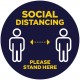 Social Distancing Floor Decal Round - Navy - Set of 3