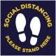 Social Distancing Floor Decal Square - Navy - Set of 3