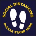 Social Distancing Floor Decal Square - Navy - Set of 3